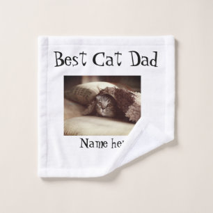 best cat dad photo name fathers day pet dad daddy  wash cloth