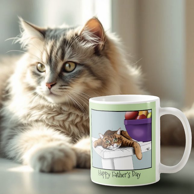 Best Cat Dad Sweet Tabby Cat Father’s Day Green Coffee Mug (Creator Uploaded)