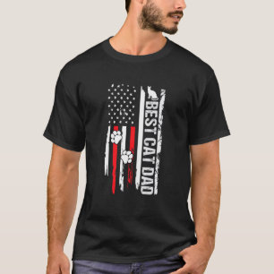 Best Cat Dad With American Flag Paw Daddy Meow T-Shirt