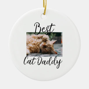 Best cat Daddy parents pet photo dad mom simple Ceramic Ornament