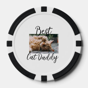 Best cat Daddy parents pet photo dad mom simple Poker Chips
