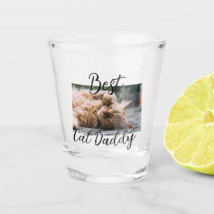Best cat Daddy parents pet photo dad mom simple Shot Glass