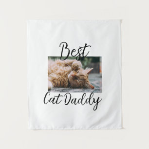 Best cat Daddy parents pet photo dad mom simple Tapestry