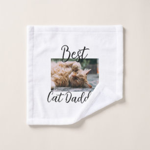 Best cat Daddy parents pet photo dad mom simple Wash Cloth
