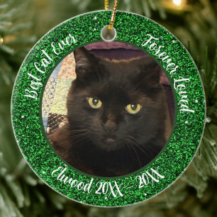 Best Cat Ever Custom Name Christmas Pet Gift Ceramic Ornament