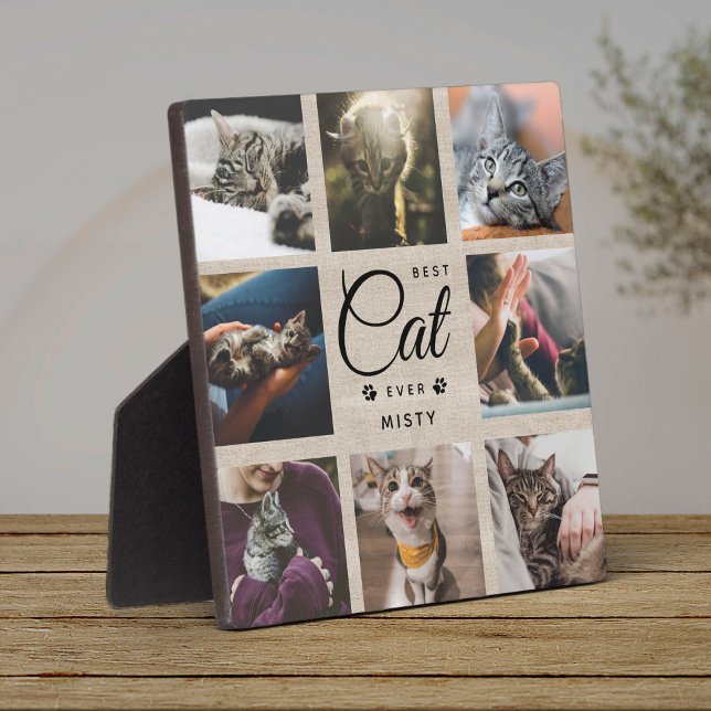 Best Cat Ever Memorial Gift Rustic Photo Paw Print Plaque (Creator Uploaded)