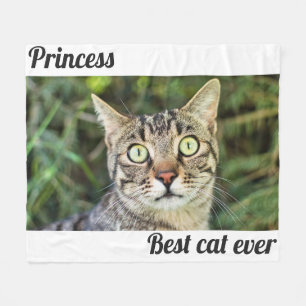 Best cat ever with photo cute personalised photo fleece blanket