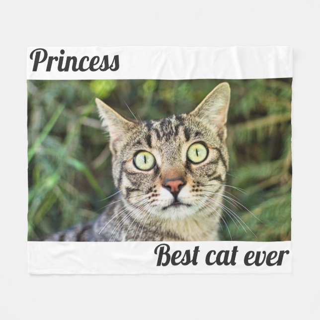 Best cat ever with photo cute personalised photo fleece blanket (Front (Horizontal))
