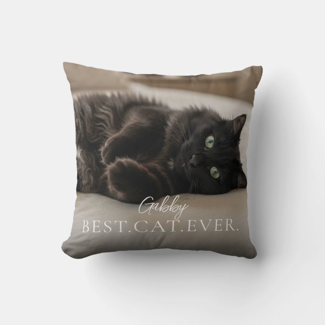 Best Cat Ever Your Pet Name And Photo  Cushion (Front)