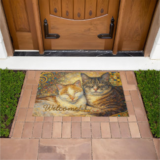 Best Cat Friends Klimt-inspired Door Mat