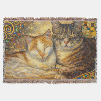 Best Cat Friends Klimt-inspired Throw Blanket