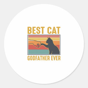 Best Cat Godfather Ever Vintage Cat Vector Design_ Classic Round Sticker