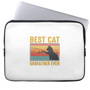 Best Cat Godfather Ever Vintage Cat Vector Design_ Laptop Sleeve