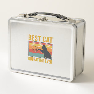 Best Cat Godfather Ever Vintage Cat Vector Design_ Metal Lunch Box