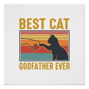 Best Cat Godfather Ever Vintage Cat Vector Design_ Poster
