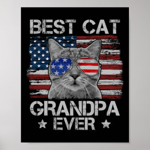 Best Cat Grandpa Ever American Flag Patriotic 4th  Poster