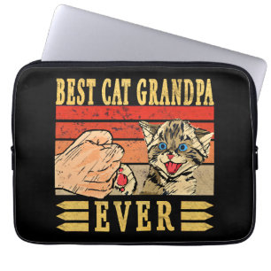 Best Cat Grandpa Ever, Cat Fathers Day Birthday Laptop Sleeve