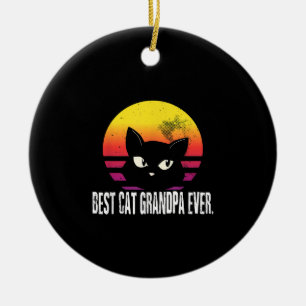 Best Cat Grandpa Ever Cat Retro Gift Ceramic Ornament