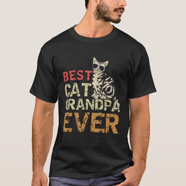 Best Cat Grandpa Ever Funny Cat Kitty Lover Retro  T-Shirt (Front)