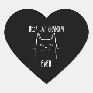 Best Cat Grandpa Ever - Kitty Papa Heart Sticker