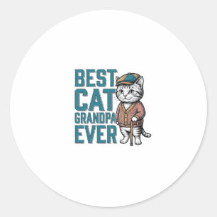 Best Cat Grandpa Ever Vintage Cat Grandpa Shirt De Classic Round Sticker