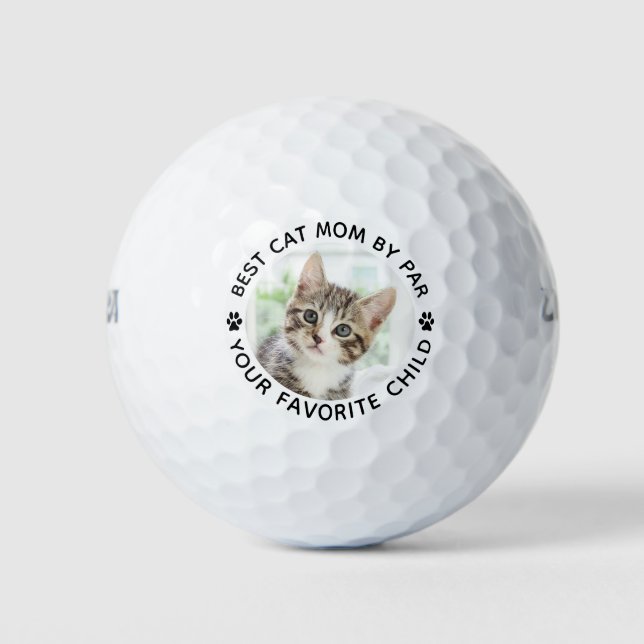 Best CAT MOM By Par Paw Print Custom Photo Golf Balls (Front)