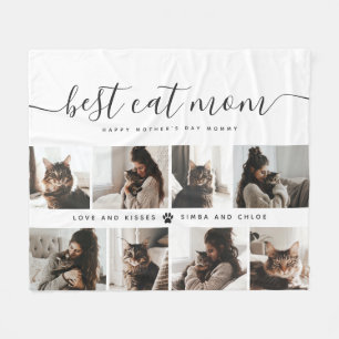 Best Cat Mom: Custom Mother's Day Cat Photo Fleece Blanket