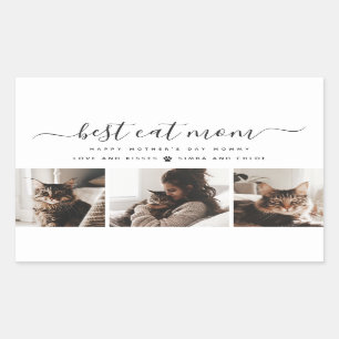Best Cat Mom: Custom Mother's Day Cat Photo Rectangular Sticker