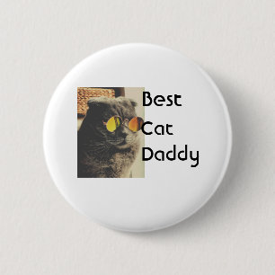 Best cat mom dad add cat photo name gift template 6 cm round badge