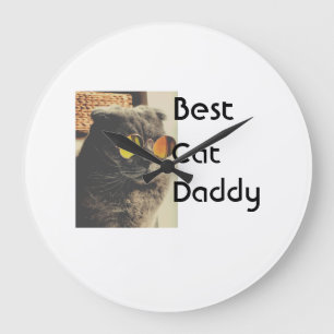 Best cat mom dad add cat photo name gift template large clock