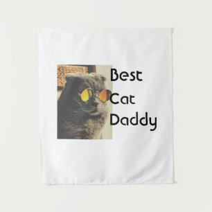 Best cat mom dad add cat photo name gift template tapestry