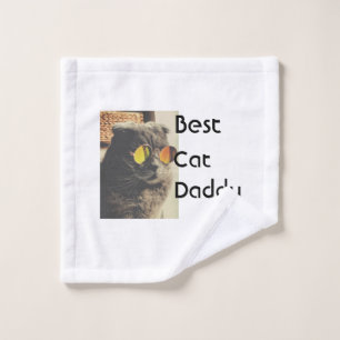 Best cat mom dad add cat photo name gift template  wash cloth
