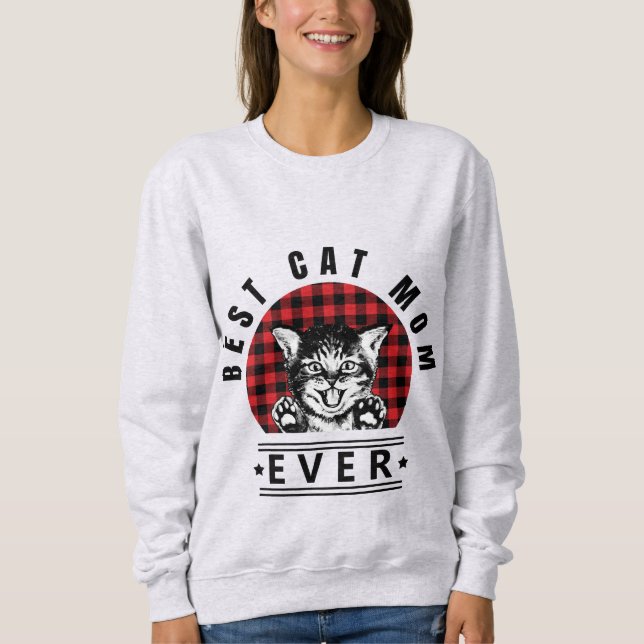 Best Cat Mom Ever Buffalo Check  Sweatshirt (Front)