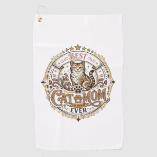 Best Cat Mom Ever Cat Mom Dad Parent Vintage Vecto Golf Towel