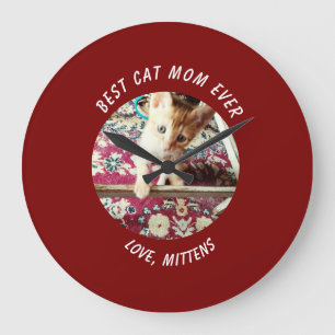 Best Cat Mom Ever Cat Photo Name Wall Clock