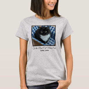 Best Cat Mom Ever Custom Photo and Text T-Shirt