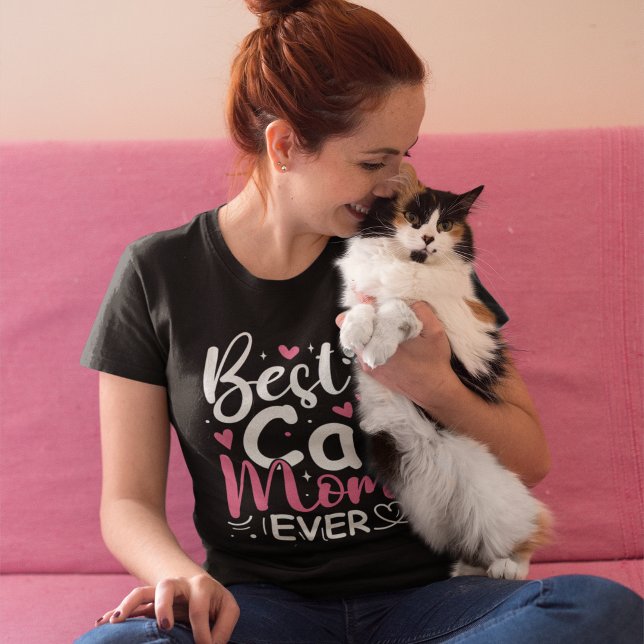 Best Cat Mom Ever - Cute Typography Cat T-Shirt (Creator Uploaded)