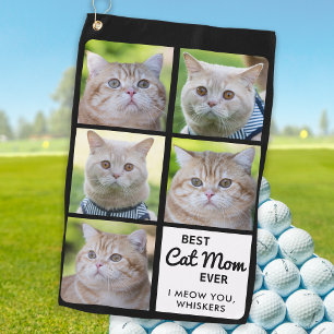 Best CAT MOM Ever - Golfer - Personalised 5 Photo Golf Towel