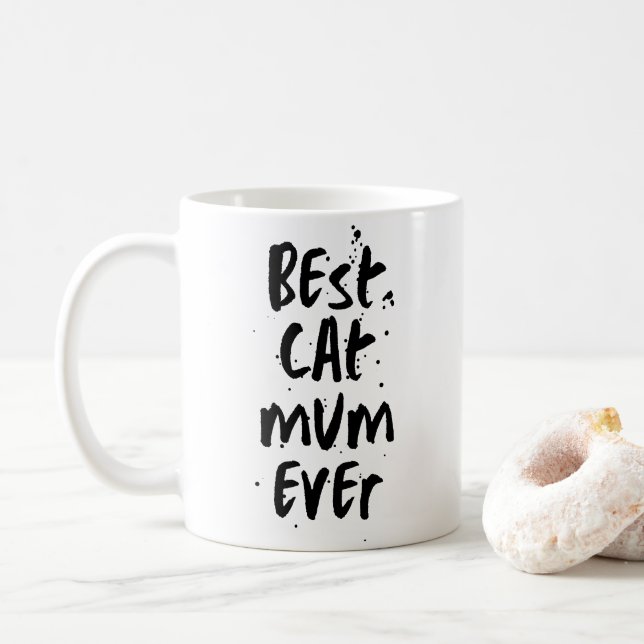 Best cat Mom Ever Modern Simple Trendy Mug  (With Donut)