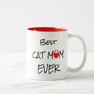 Best Cat Mom Ever Personalised Red Heart Two-Tone Coffee Mug