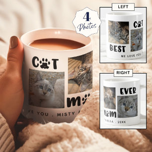 BEST CAT MOM EVER Photo Collage Personalised Coffee Mug