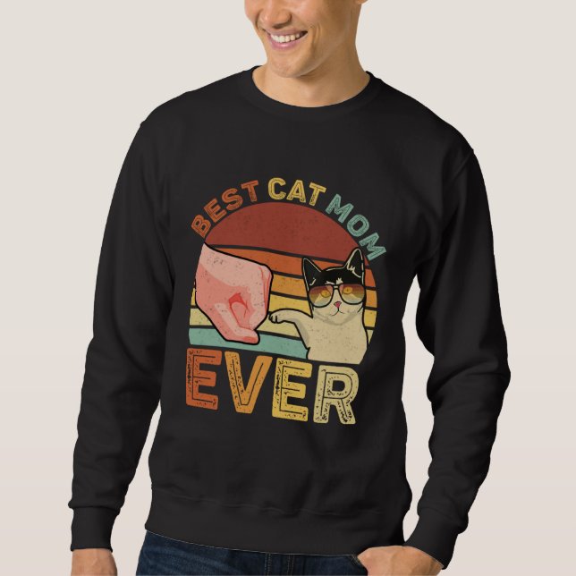 Best Cat Mom Ever Retro Cat Mom  Cat Mama MTD Sweatshirt (Front)