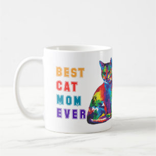 Best cat mom ever text multicolor cute cat lover coffee mug