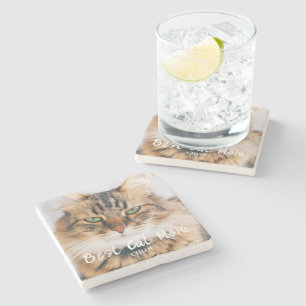 Best Cat Mom Photo  Stone Coaster