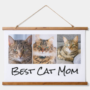 Best Cat Mum 3 Photo Collage Hanging Tapestry