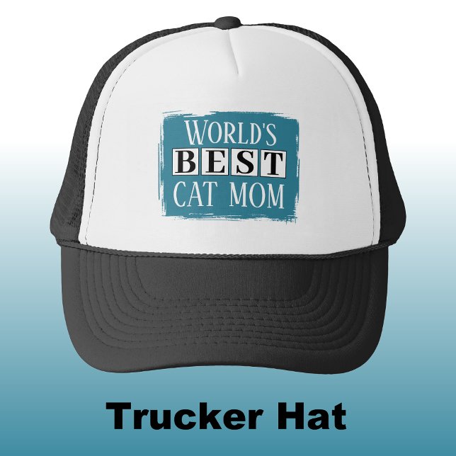 Best cat mum black blue trucker hat (Creator Uploaded)