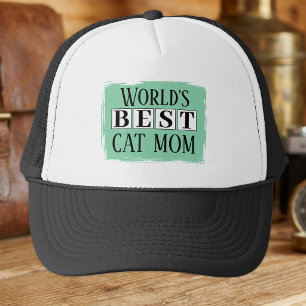 Best cat mum black green trucker hat