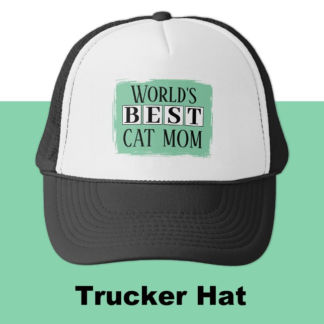 Best cat mum black green trucker hat (Creator Uploaded)