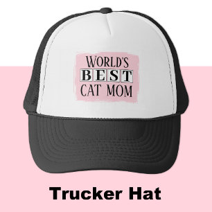 Best cat mum black pink trucker hat