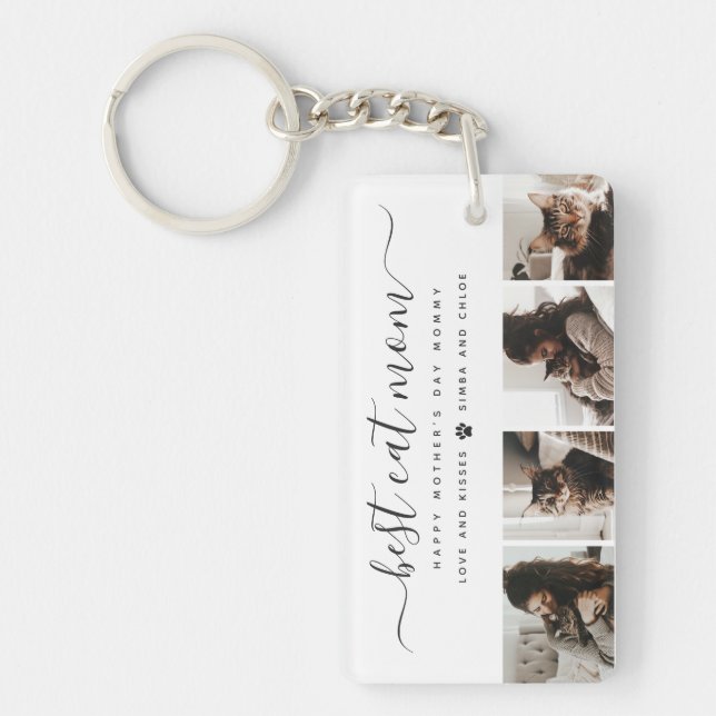 Best Cat Mum: Custom Mother's Day Cat Photo Key Ring (Front)